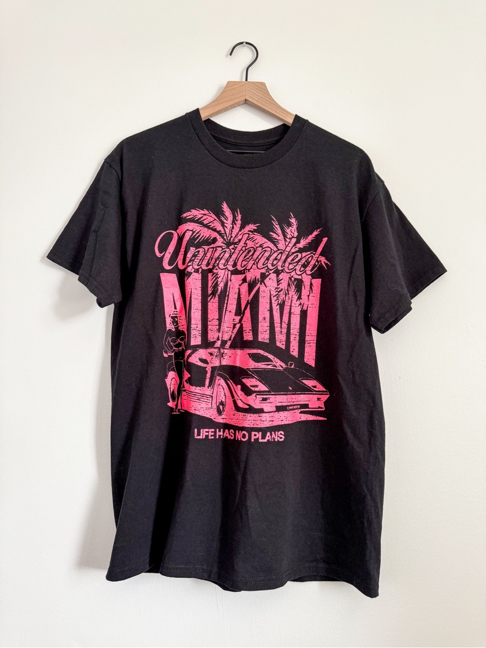 Unintended Miami Graphic T Shirt Black Pink Streetwear Tee Size L
